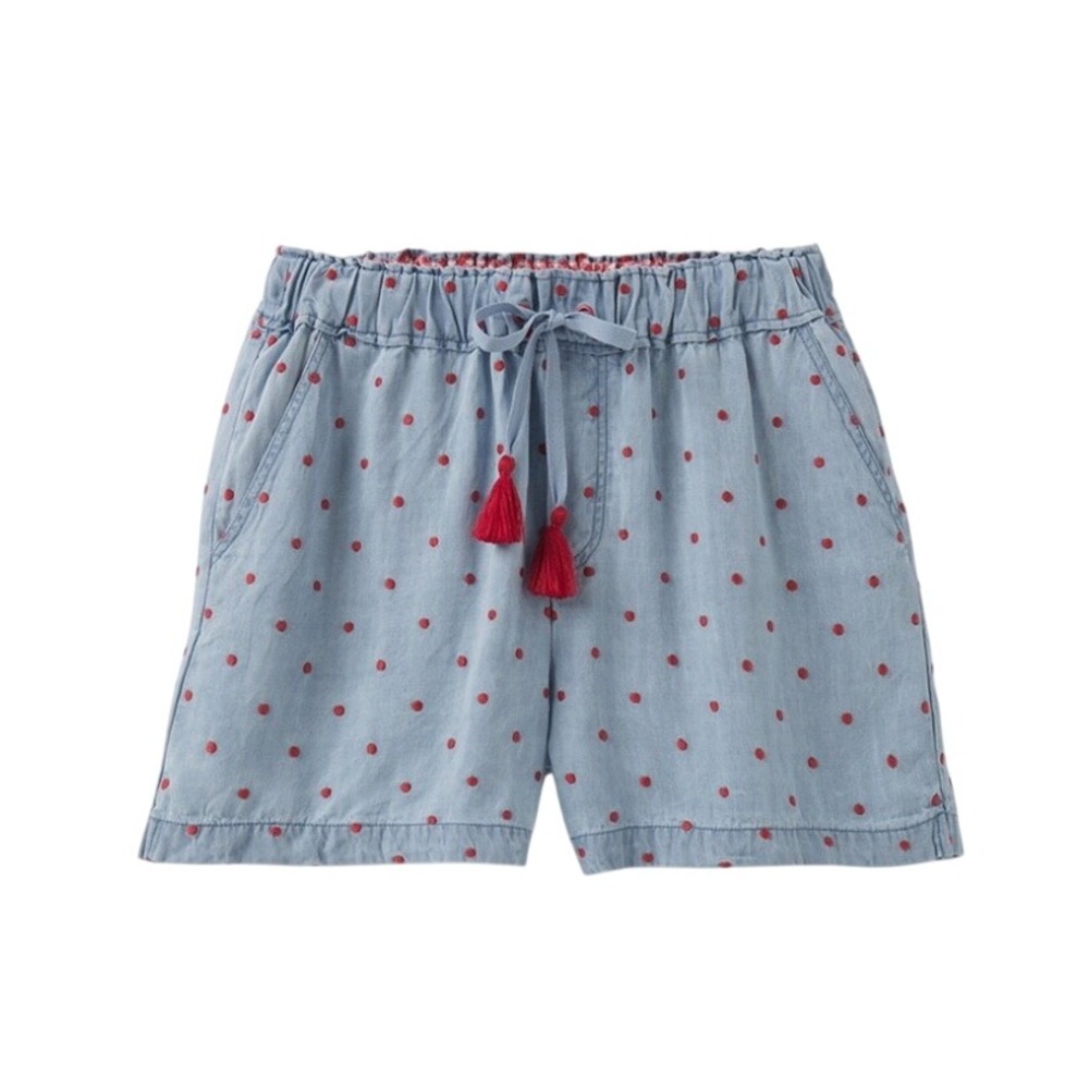 NWT Matilda Jane BLUE CHAMBRAY DOBBY SHORTS Red Polka-Dots Cameron Pull-On XXL